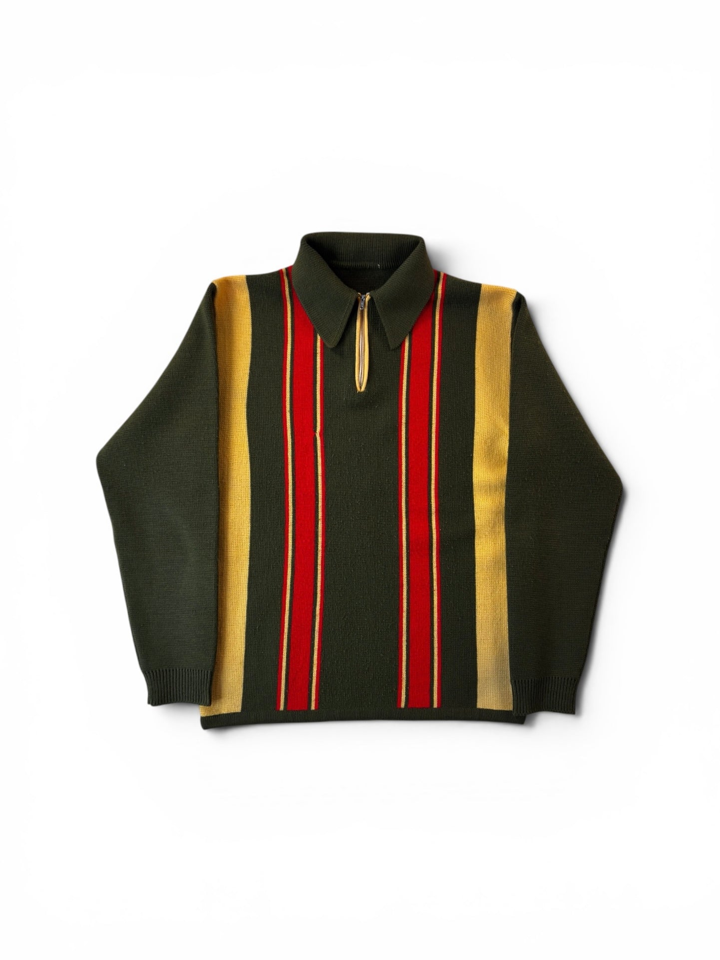 Vintage 60s Striped Quarter Polo LS (S)