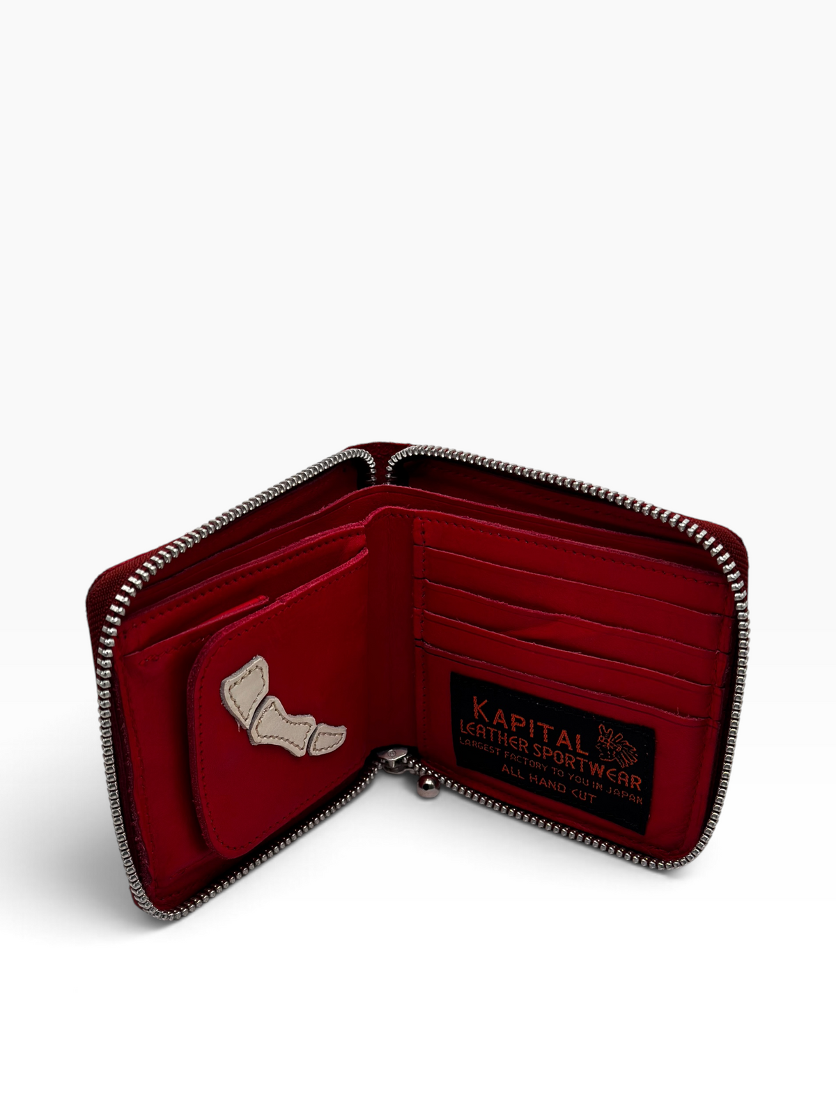 Kapital Bones Leather Wallet Red
