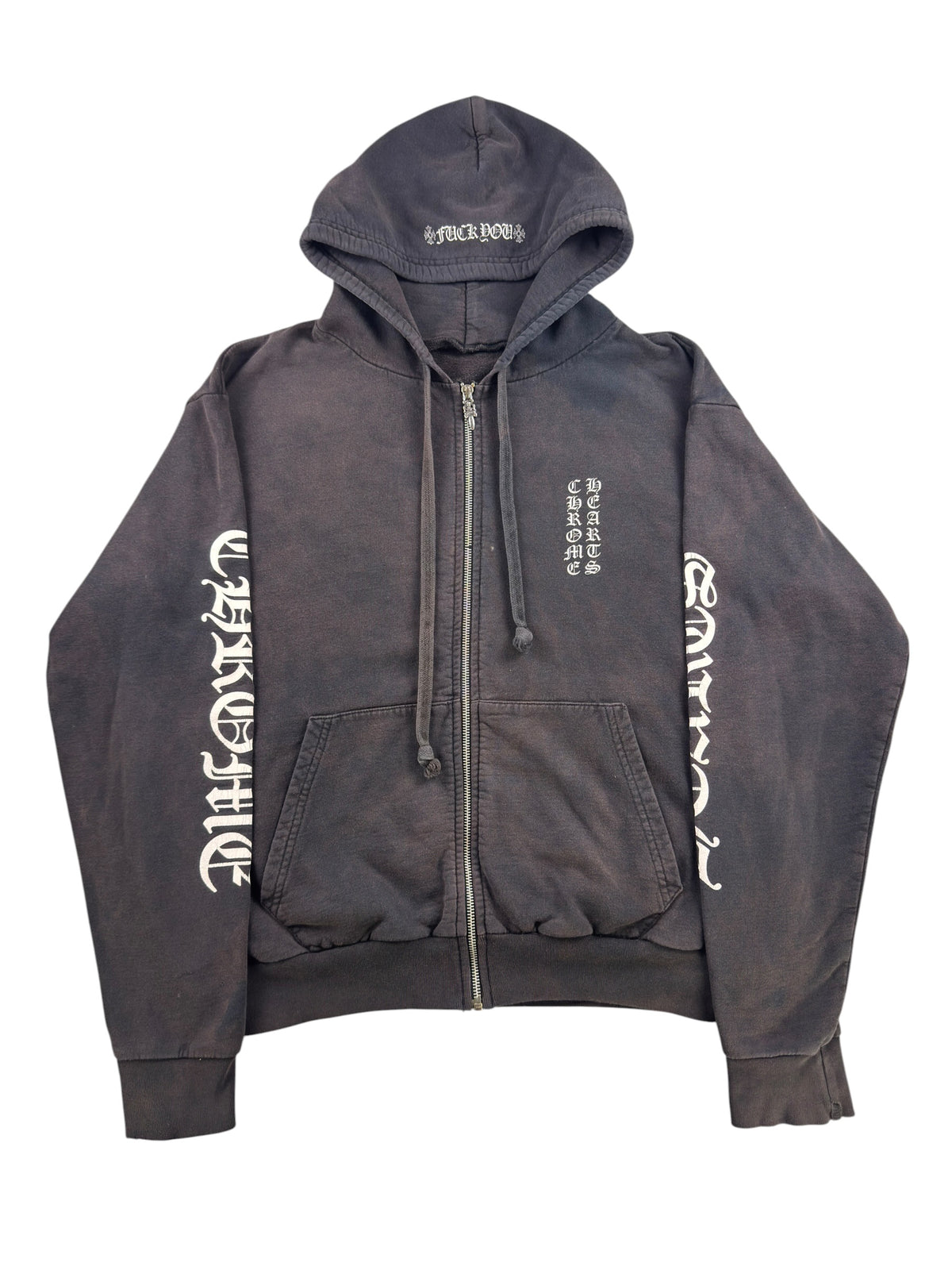 Chrome Hearts Vertical Logo Zip Up Hoodie