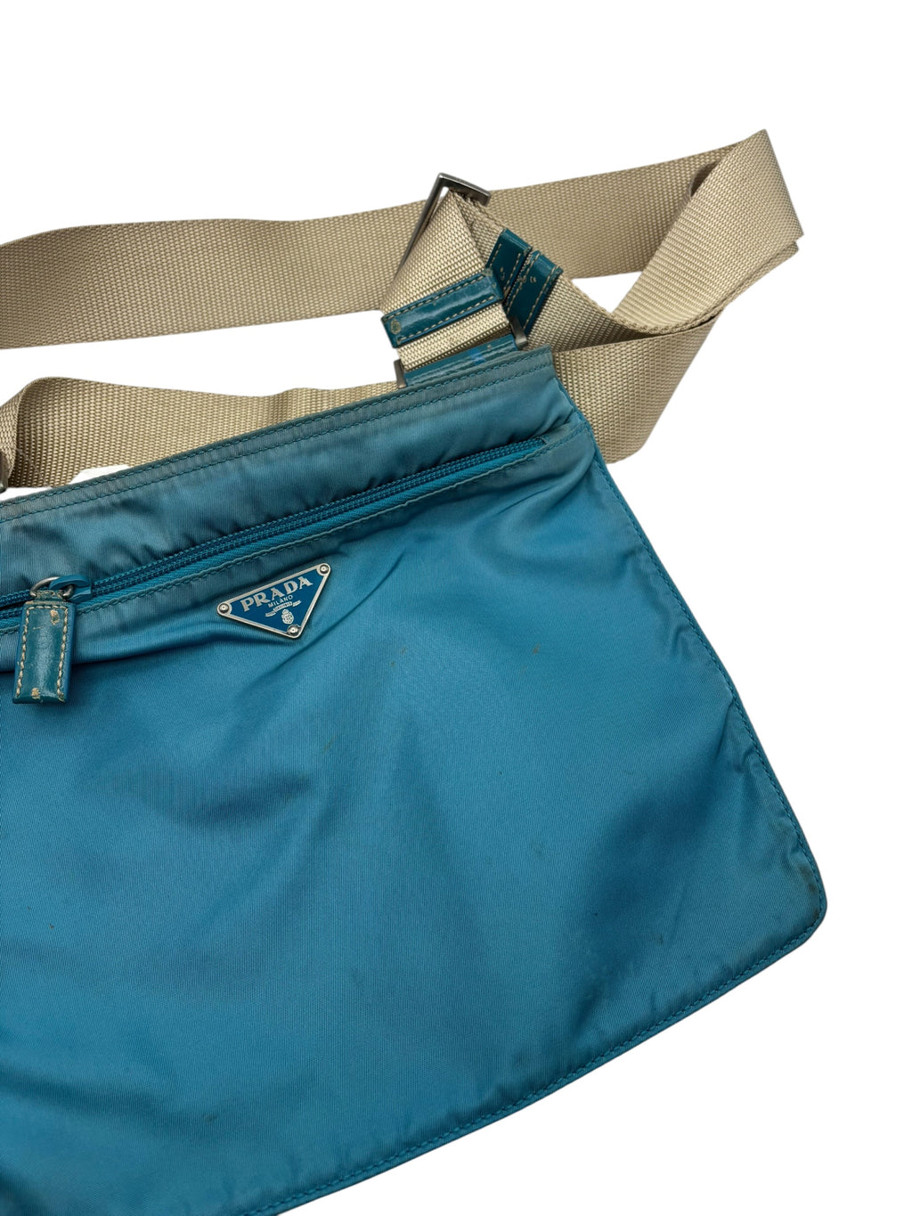 Prada Blue Nylon Side Bag