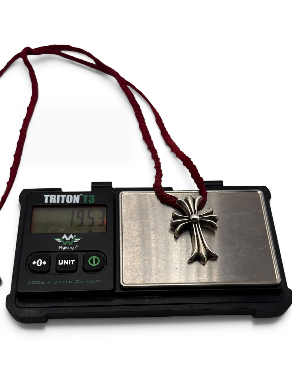 Chrome Hearts Red Leather Cross Necklace