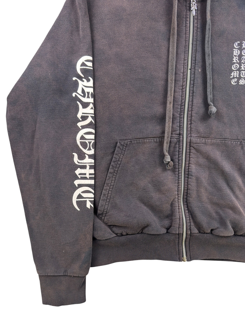 Chrome Hearts Vertical Logo Zip Up Hoodie