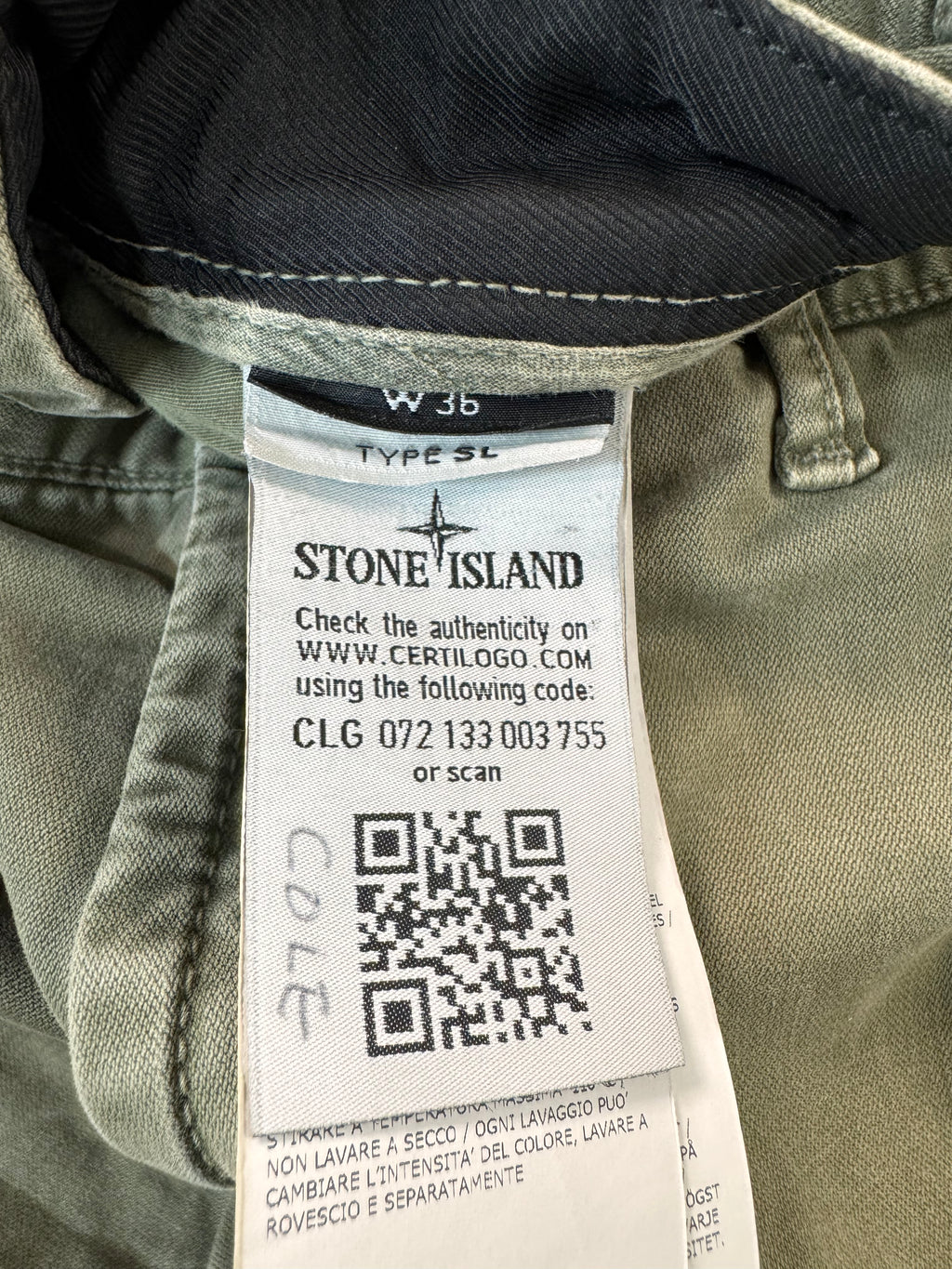 Stone Island Olive Cargo Pants (36)