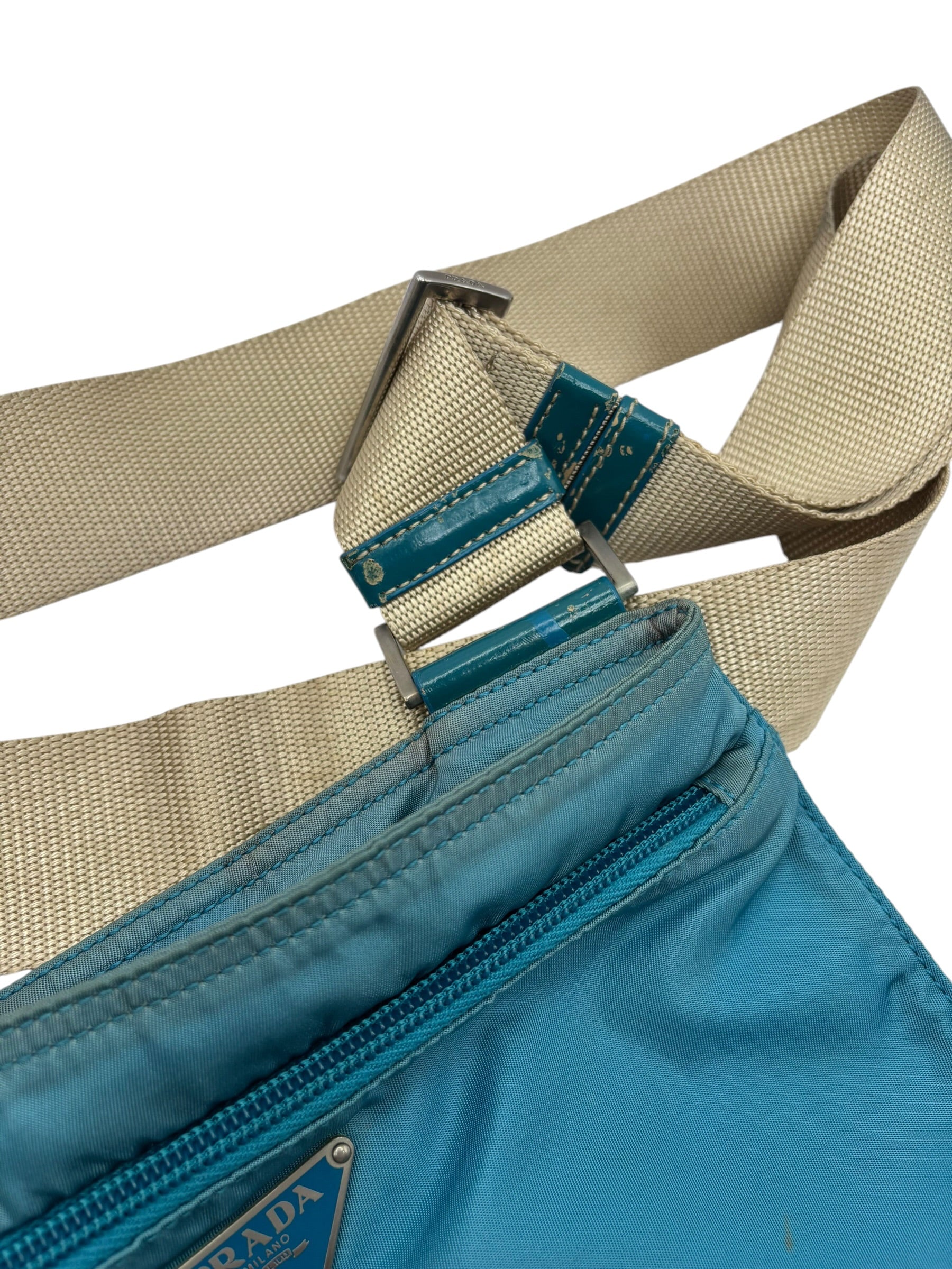 Prada Blue Nylon Side Bag