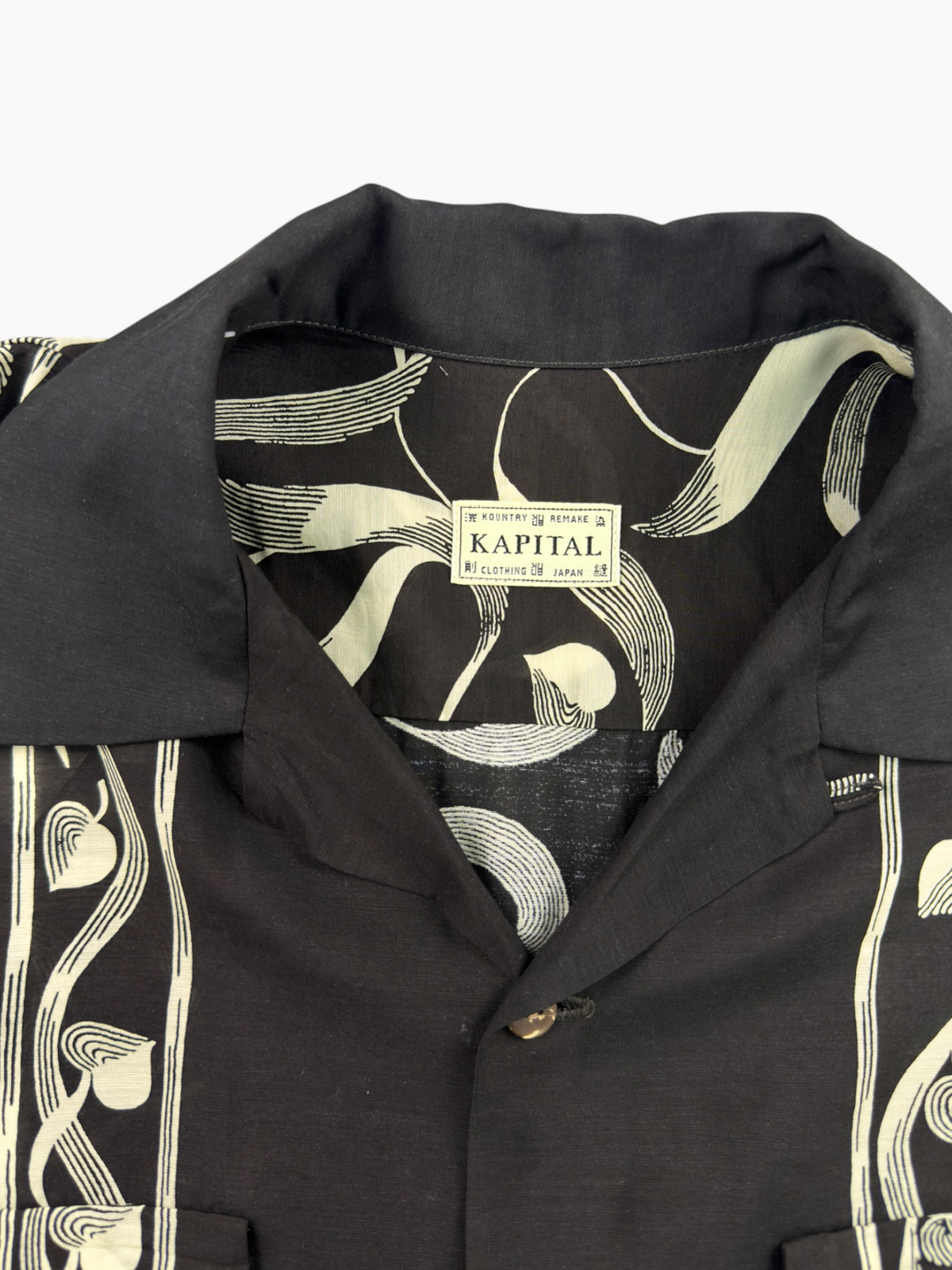 Kapital Silk Okura Collar Shirt Black