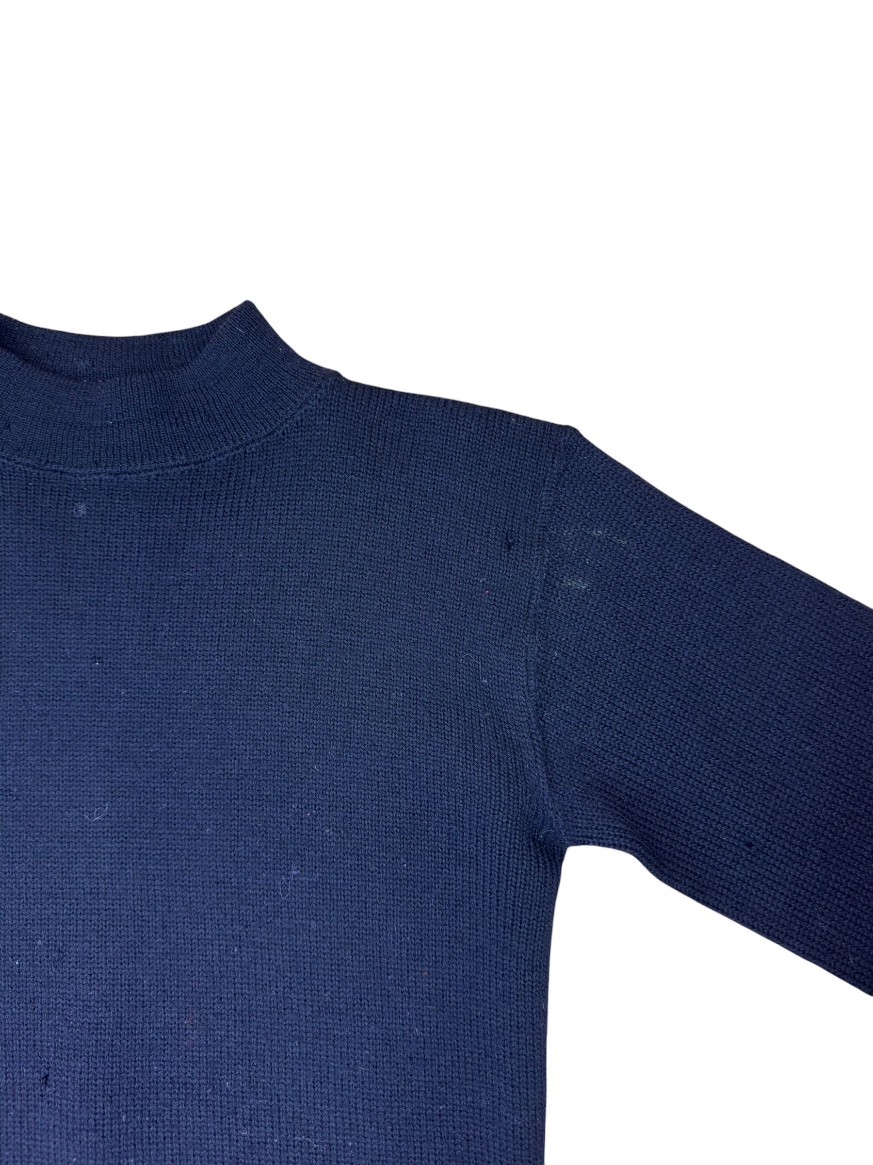 Vintage Wool Knit Black Mock Neck LS