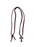 Chrome Hearts Red Leather Cross Necklace