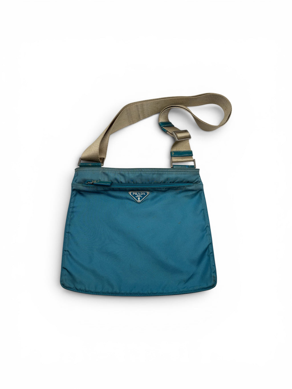 Prada Blue Nylon Side Bag