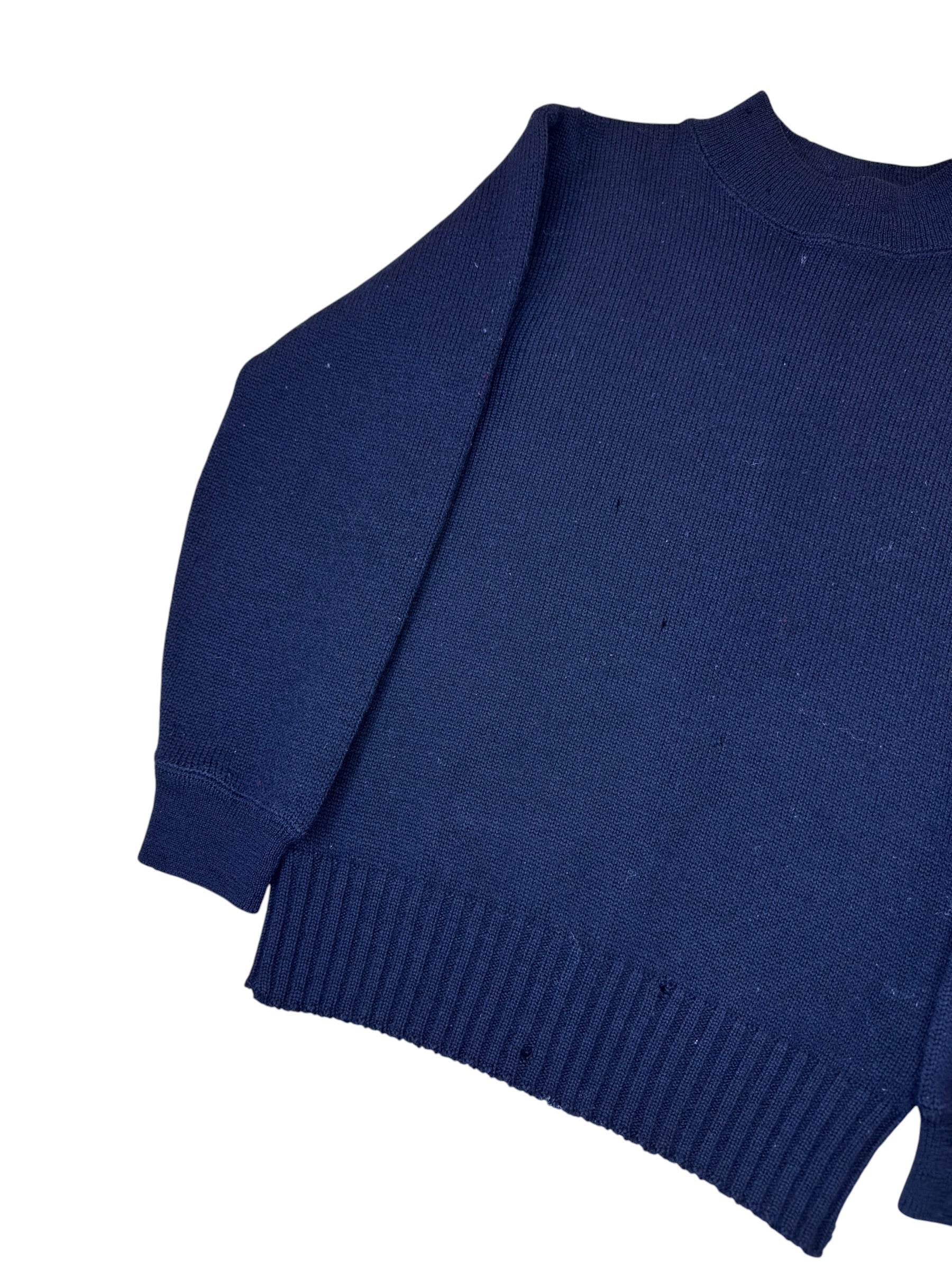 Vintage Wool Knit Black Mock Neck LS