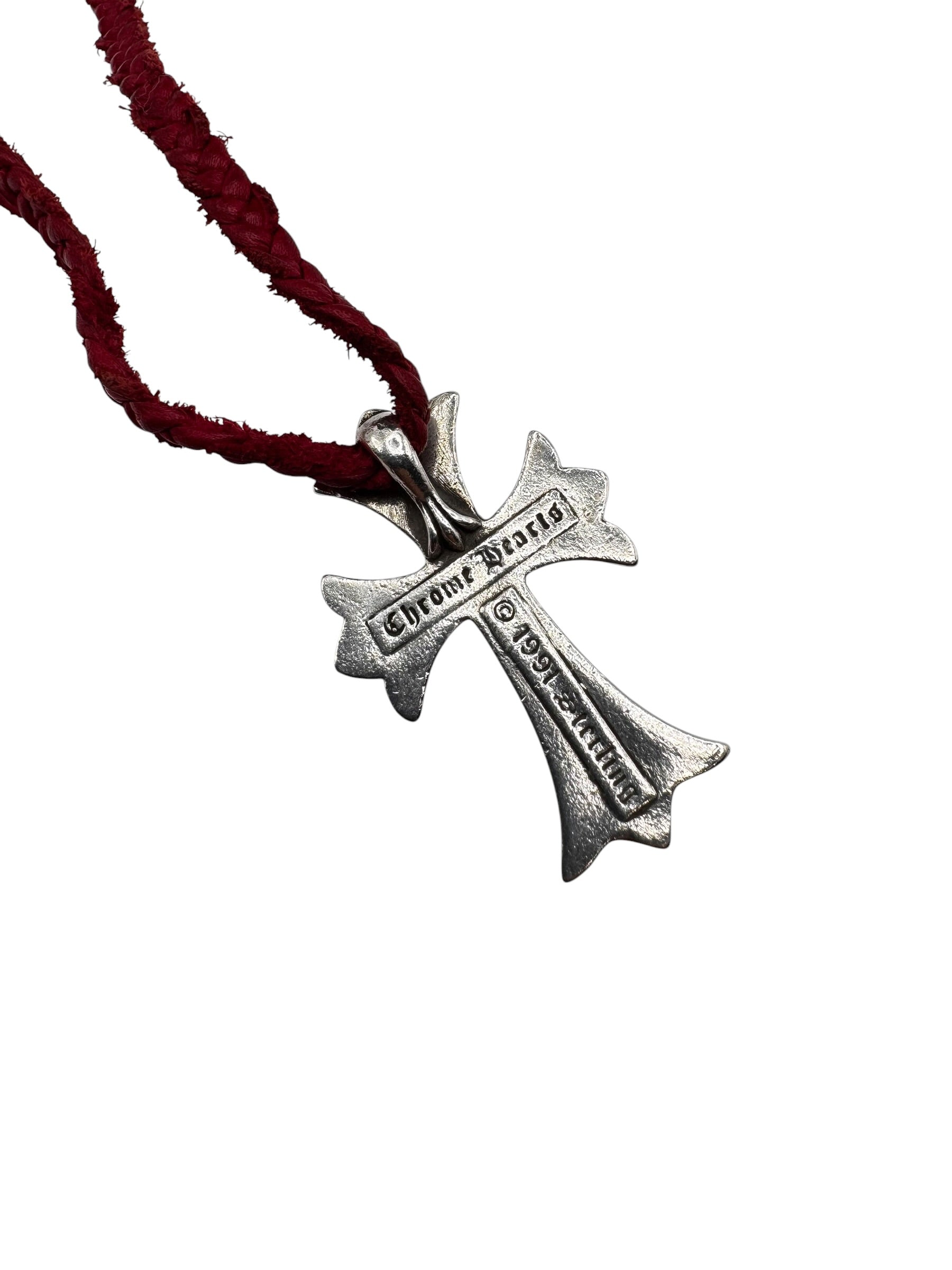 Chrome Hearts Cross W Red Leather Necklace