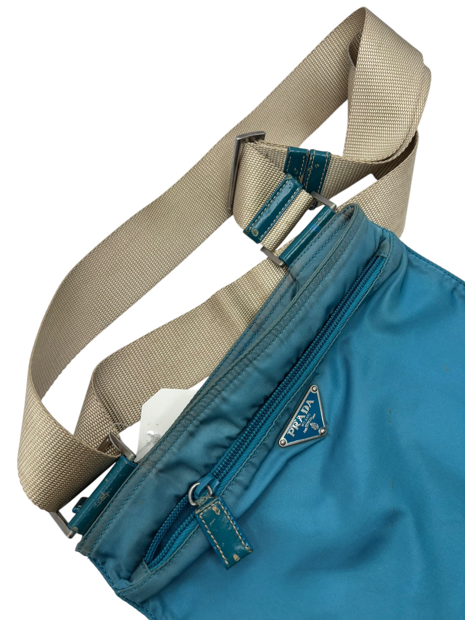 Prada Blue Nylon Side Bag