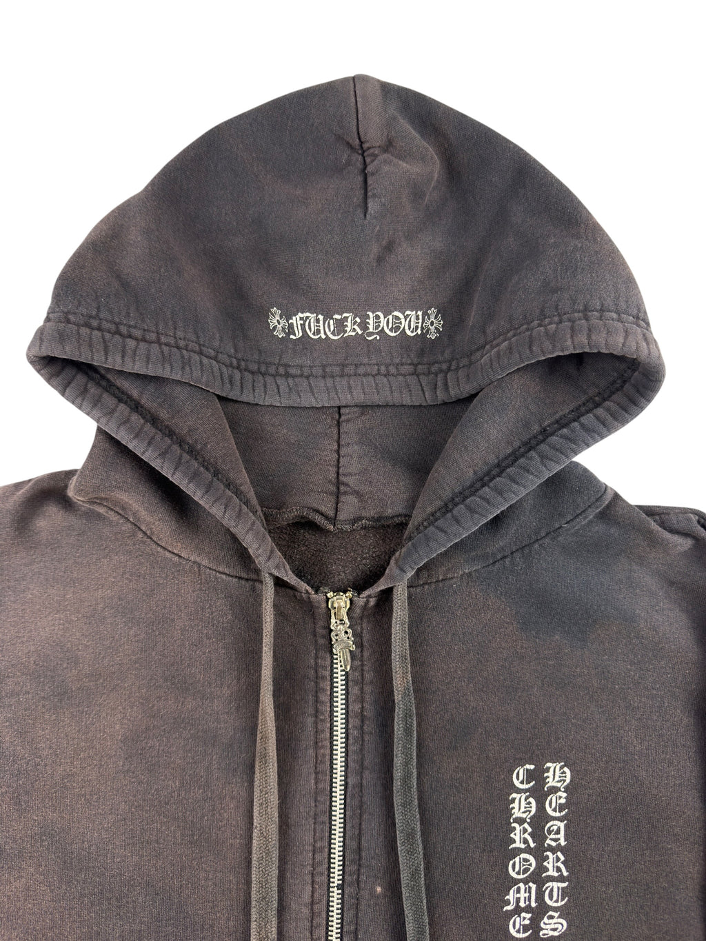 Chrome Hearts Vertical Logo Zip Up Hoodie