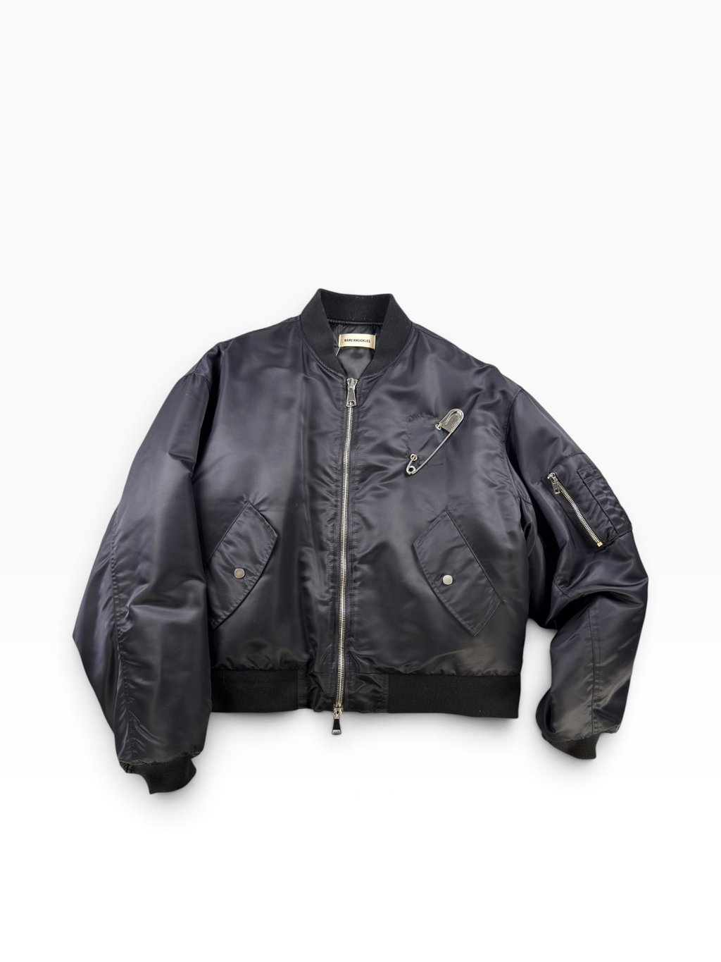 Bare Knuckles Safety Pin Bomber Jacket