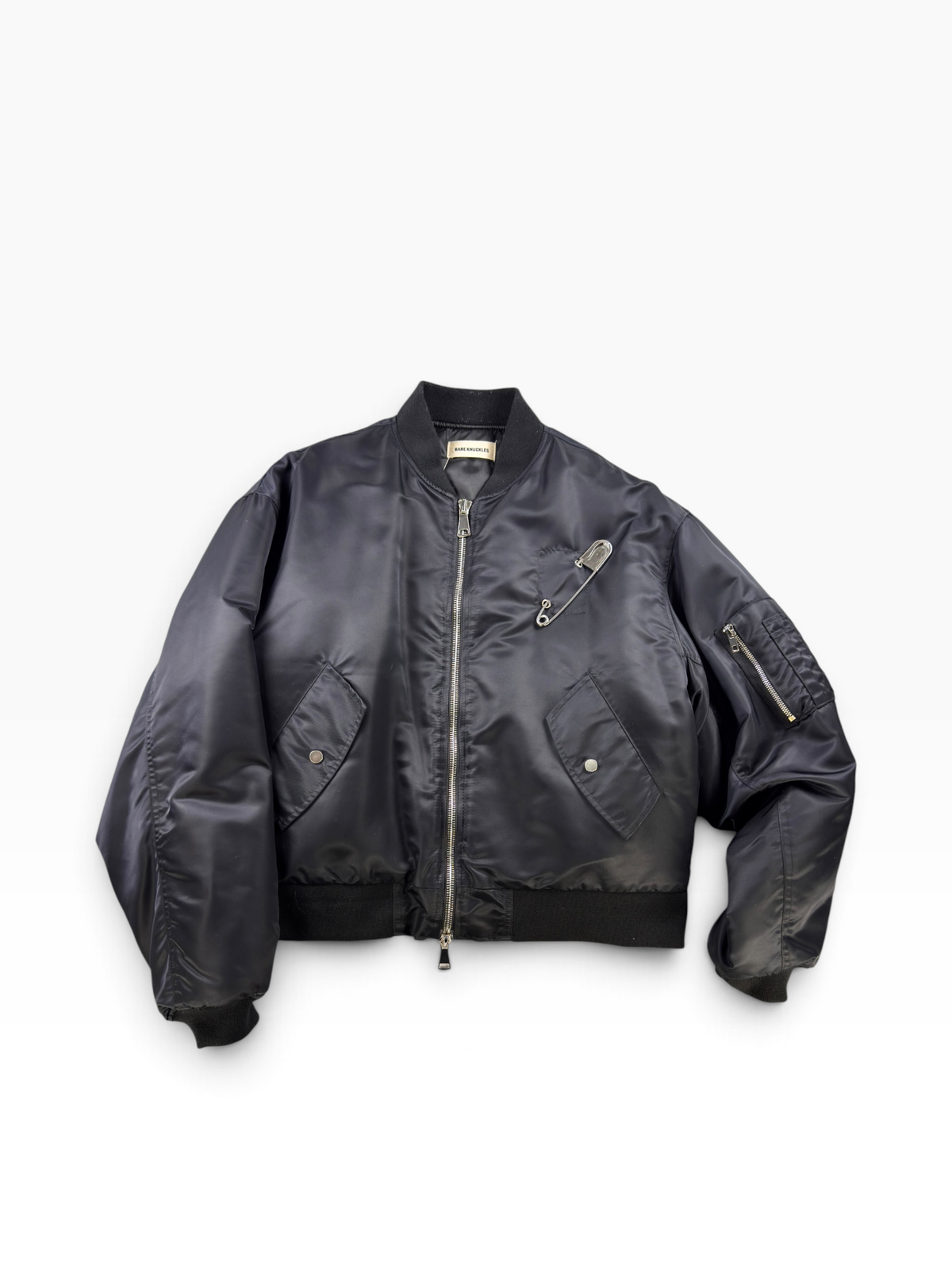 Bare Knuckles Safety Pin Bomber Jacket