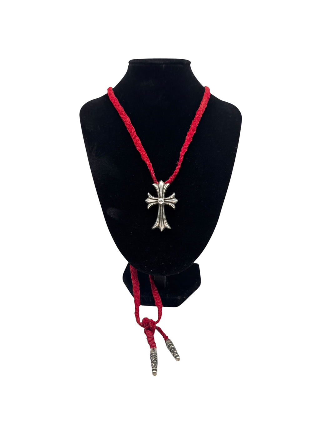 Chrome Hearts Cross W Red Leather Necklace
