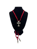 Chrome Hearts Cross W Red Leather Necklace