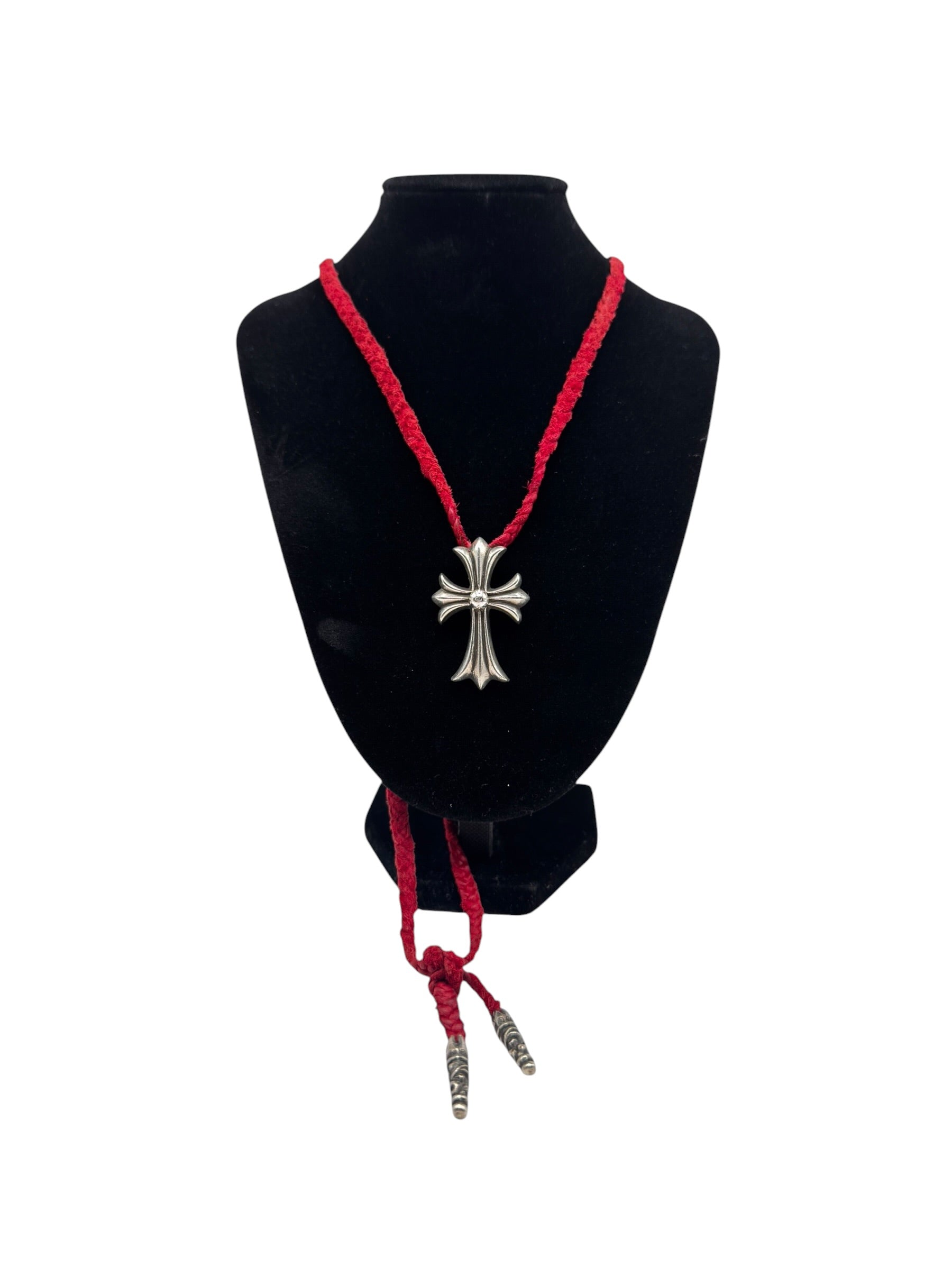 Chrome Hearts Cross W Red Leather Necklace