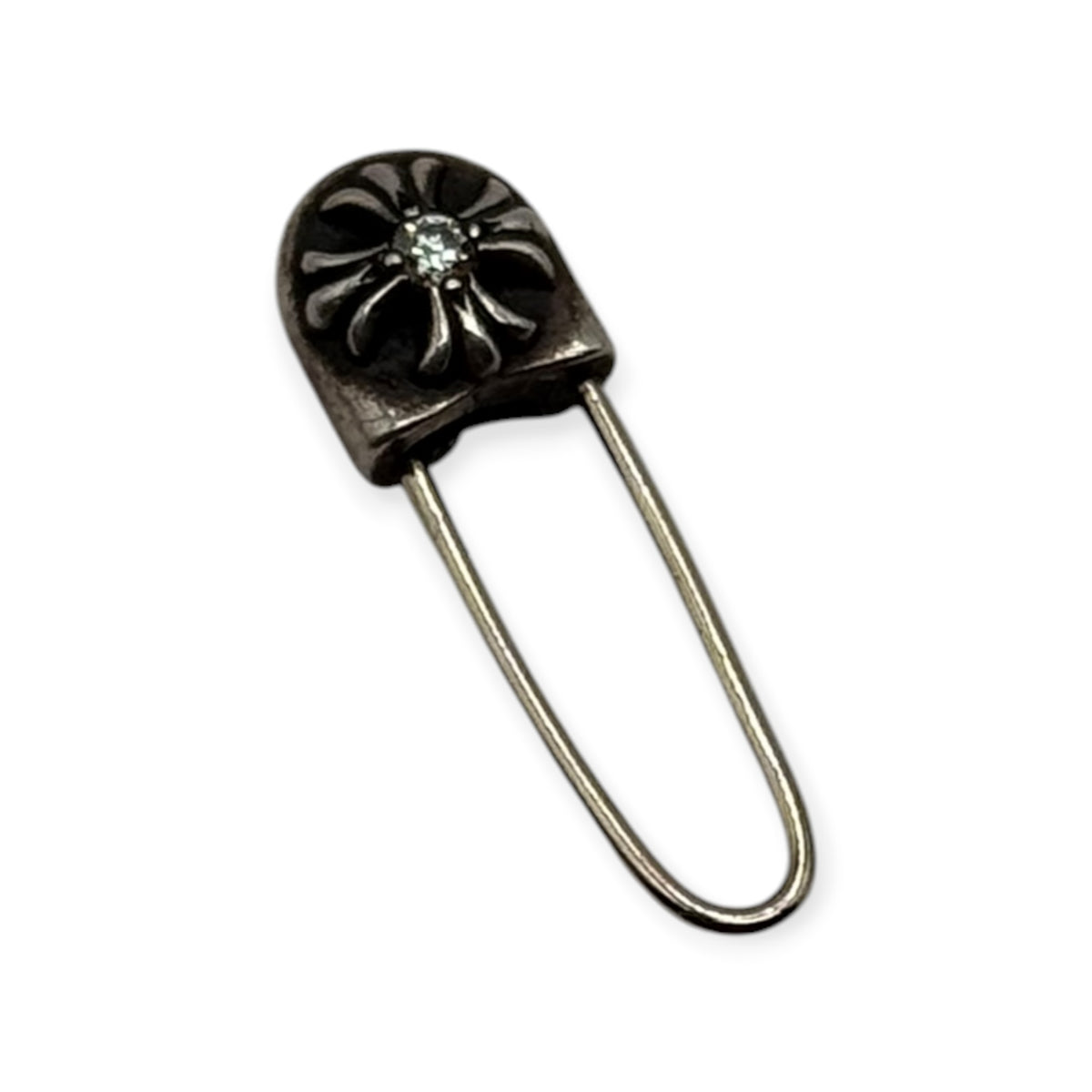 Chrome Hearts Diamond Pave Safety Pin Earring