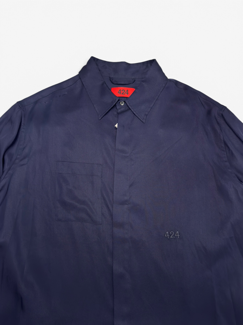 424 Blue Logo Button Up