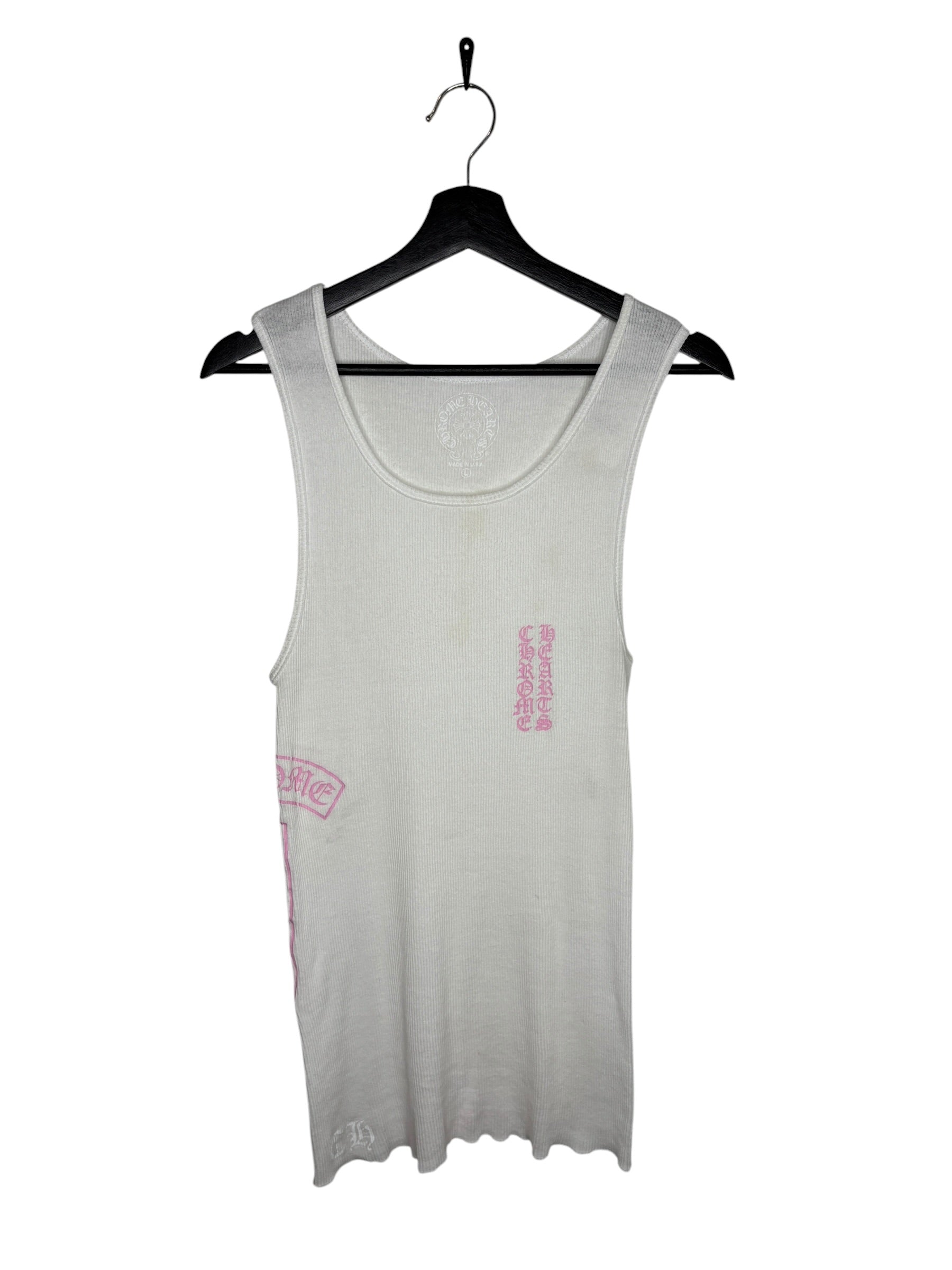 Chrome Hearts White/Pink T Bar Tank (L)