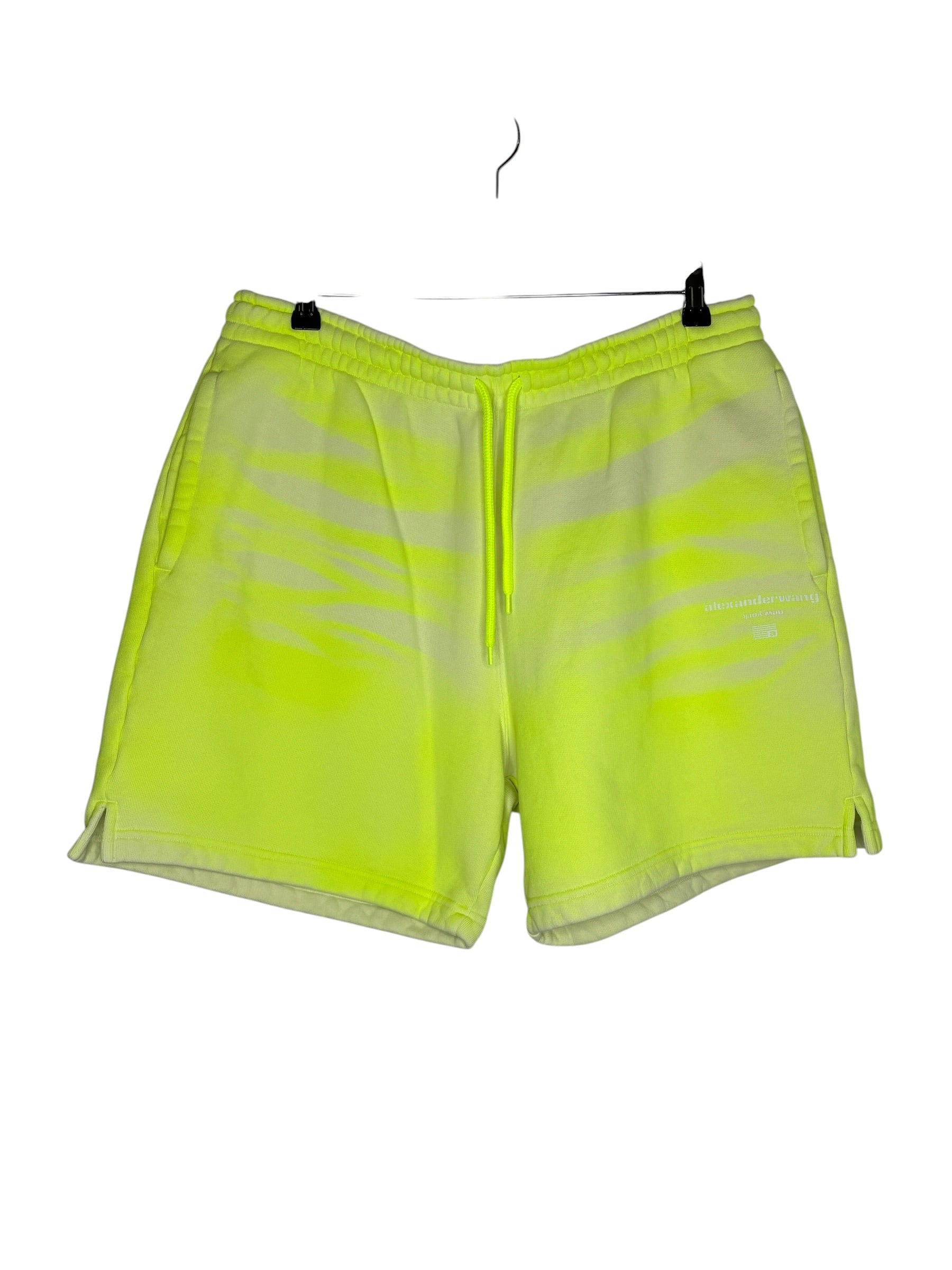 Alexander Wang Yellow Dyed Logo French Terry Shorts  (XL)